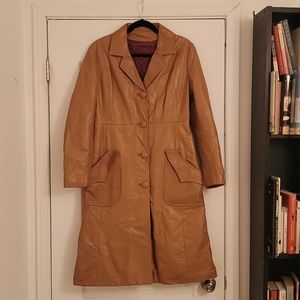 Custom-made double lapel leather overcoat (fall/winter)